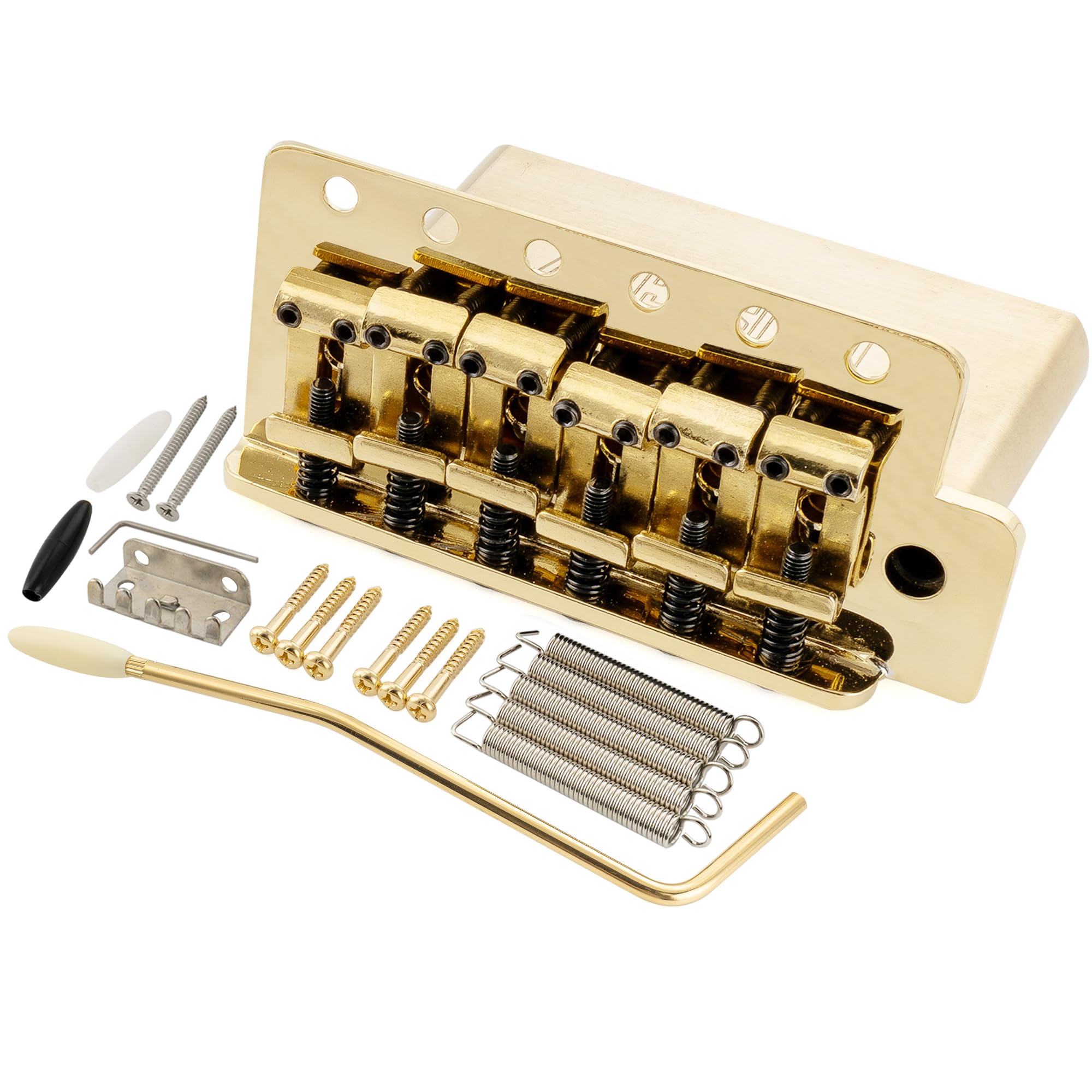 

Musiclily Ultra Tremolo Unit Bridge with Hardened Steel Pressed 42mm Brass and Insertable Tremolo Arm for American Vintage Strat Electric Guitars