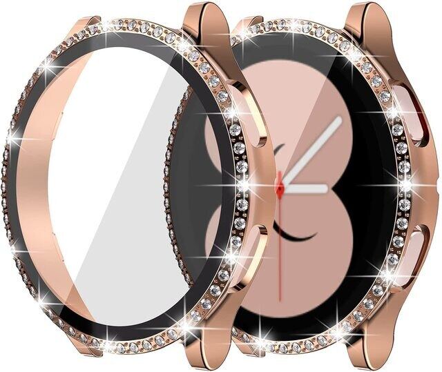 Custodia Cover + Proteggi schermo per Samsung Galaxy Watch 4 Accessori PC Vetro completo + Custodia Watch4 44mm 40mm