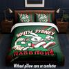 South Sydney Rabbitohs Design Set Biancheria da Letto 1 Copripiumino + 2 Federe Morbido Traspirante Biancheria da Letto per la Casa
