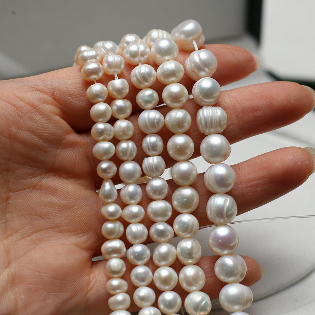 1String, Luxury Artificial Pearl White Beads, Boho Handmade Subcircular Beads for DIY Necklace Bracelet Anklet Jewellery Accessories Crafts Gifts 18cm