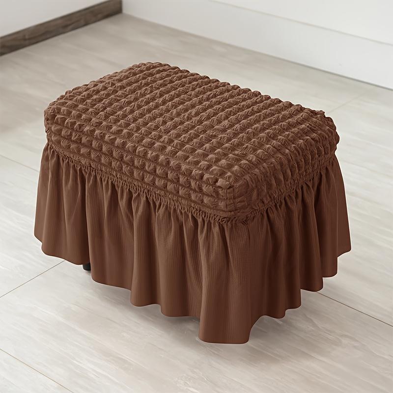 Elastic Jacquard Ottoman Cover Stretch Polyester Spandex Blend Machine Washable for Modern Home Living Room Furniture Protector 100x50x10x30cm