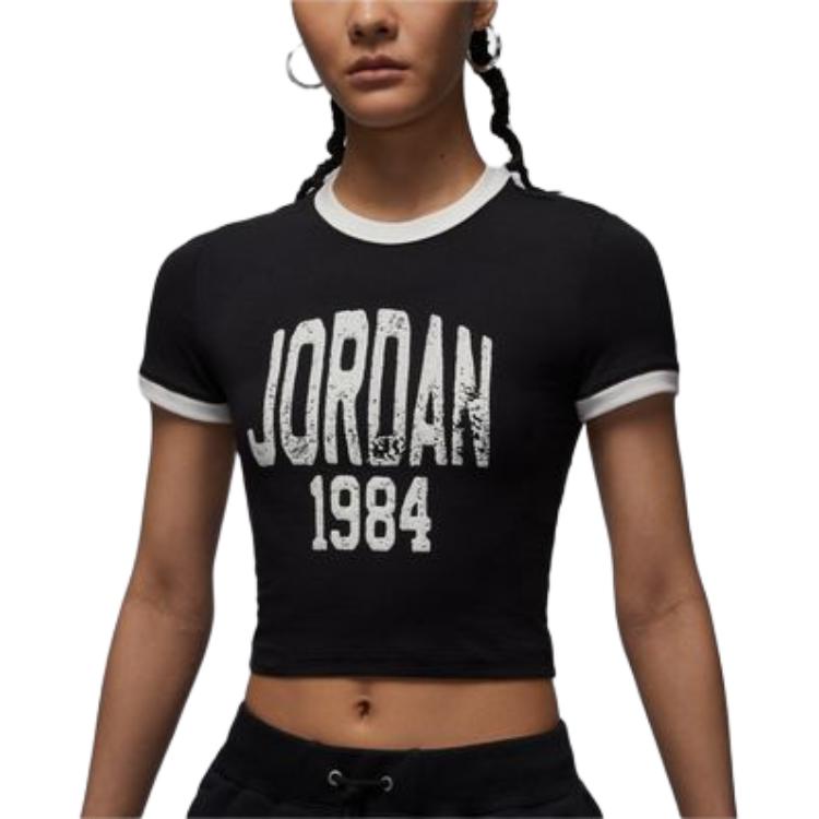 

Jordan Модная универсальная футболка с коротким рукавом и цветными блоками, женские топы, черный HJ0197010 L