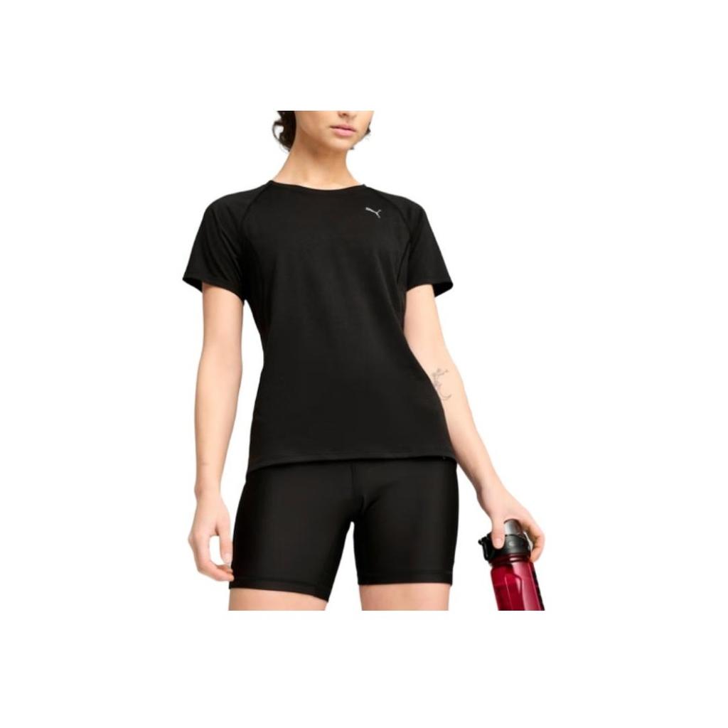 Puma Run Velocity Moisture Wicking Quick Dry Training Running T-Shirt Women Tops Black 527275-01