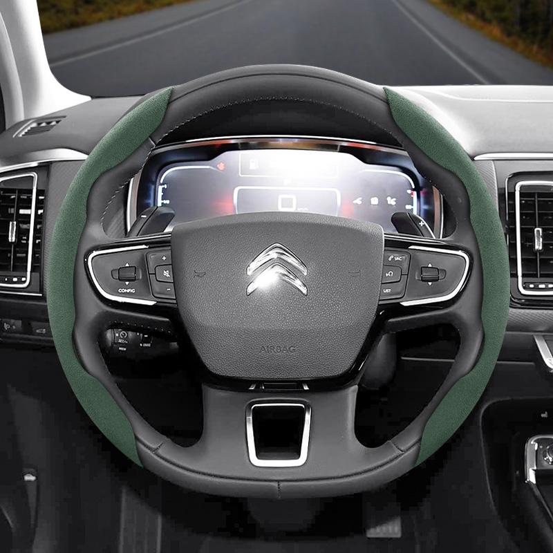 Suitable for Citroen Anti-Slip Buckle Segmented Suede Steering Wheel Cover, Anti-Slip and Durable, for C3 C4 X Berlingo C5 Aircross Jumper Spacetourer