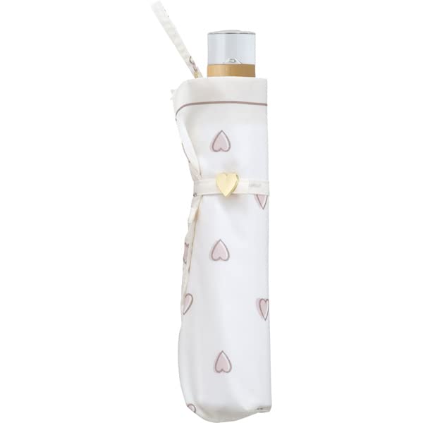 Charmy Heart Mini Automatic Folding Heart Pastel Clear Perfect for or Any Occasion Wpc. Open/Close Umbrella, Women's, 50cm, Sun/Rain, Print, Colors,