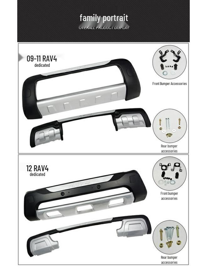 Compatible Front & Rear Bumper Guard Kit for 2009-2013 Toyota RAV4