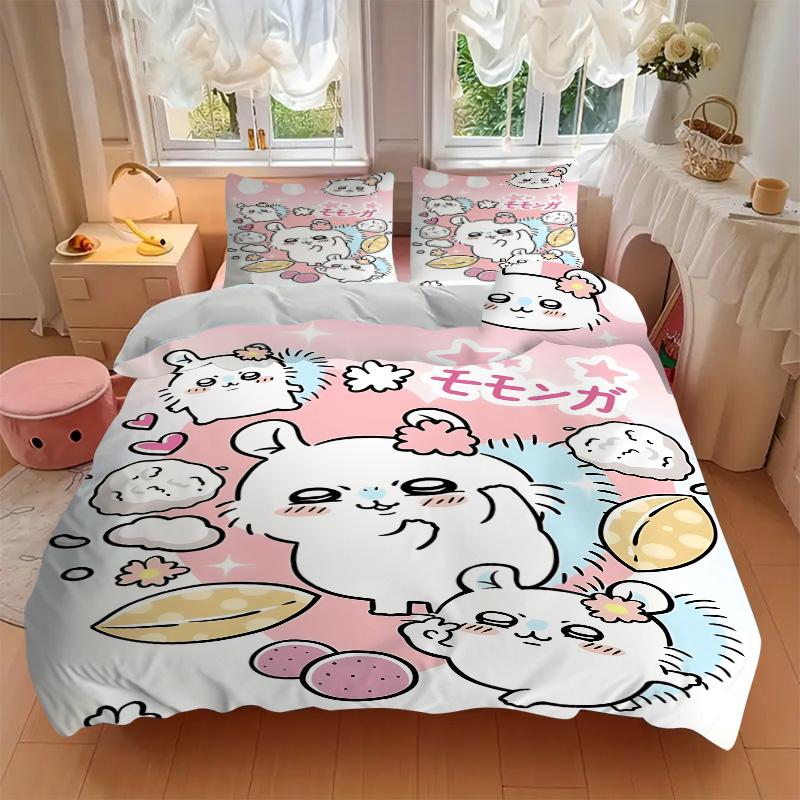 Cute Bunny Friends Print 3Pcs Bedding Setduvet Cover With 2 Bedropillowcase Home Birthday Gift