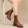 High-quality Square-toe Platform Short Boots For Ladies, 2026  Fashion Trend Wide Heel, Back Zipper, Large Size Women's Boots