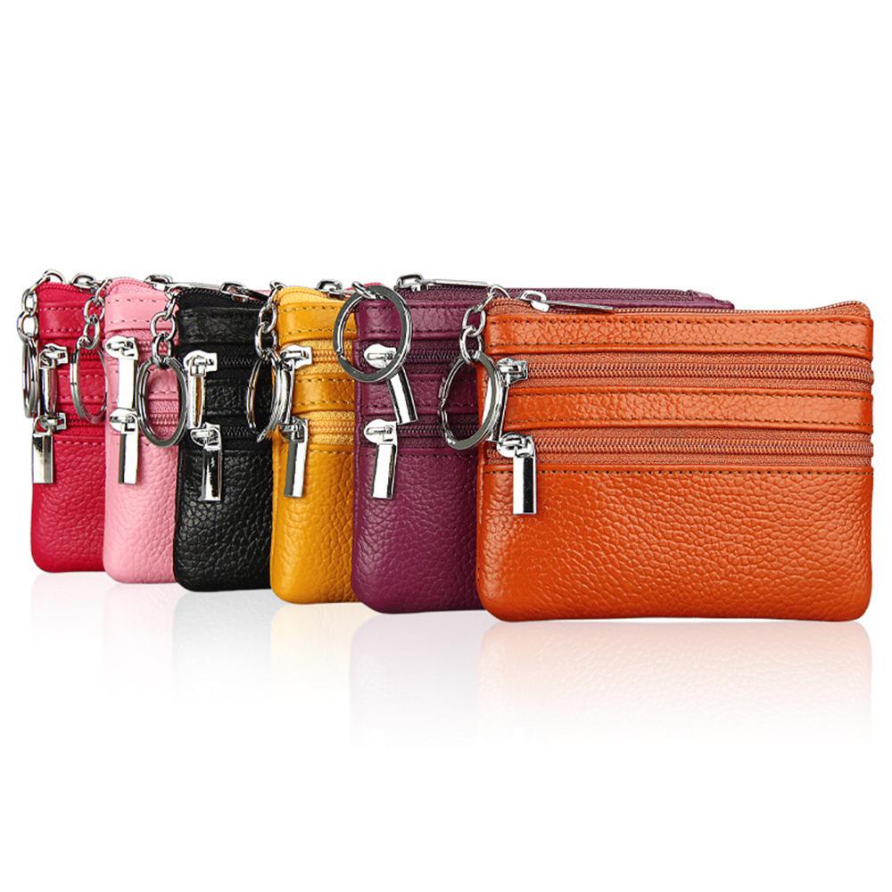 Durable PU Leather Money Coin Purse Waterproof with Key Ring Credit Card Holoder Wear-resistant Zipper Pocket Purse Maiden