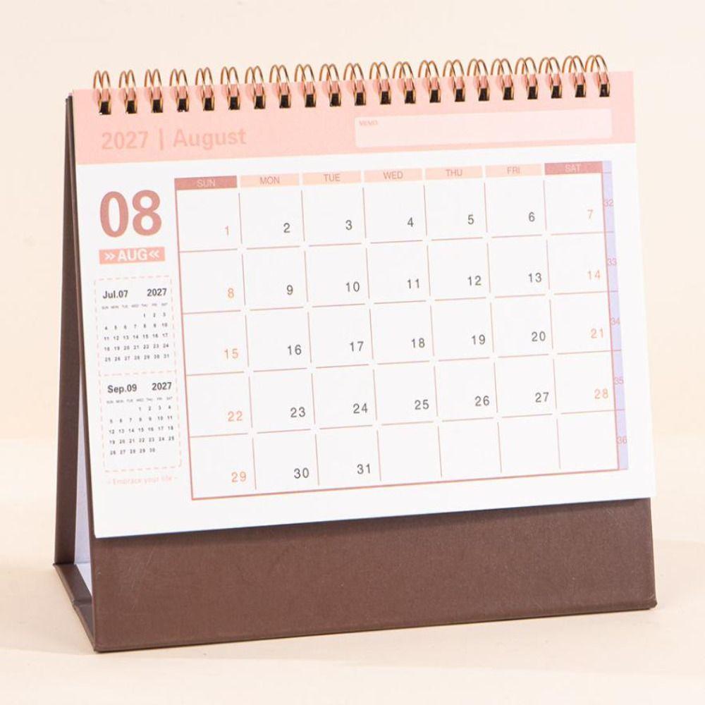 Portable 2027 Desktop Desk Calendar Standing Flip Calendar Academic Planner  Office Supply