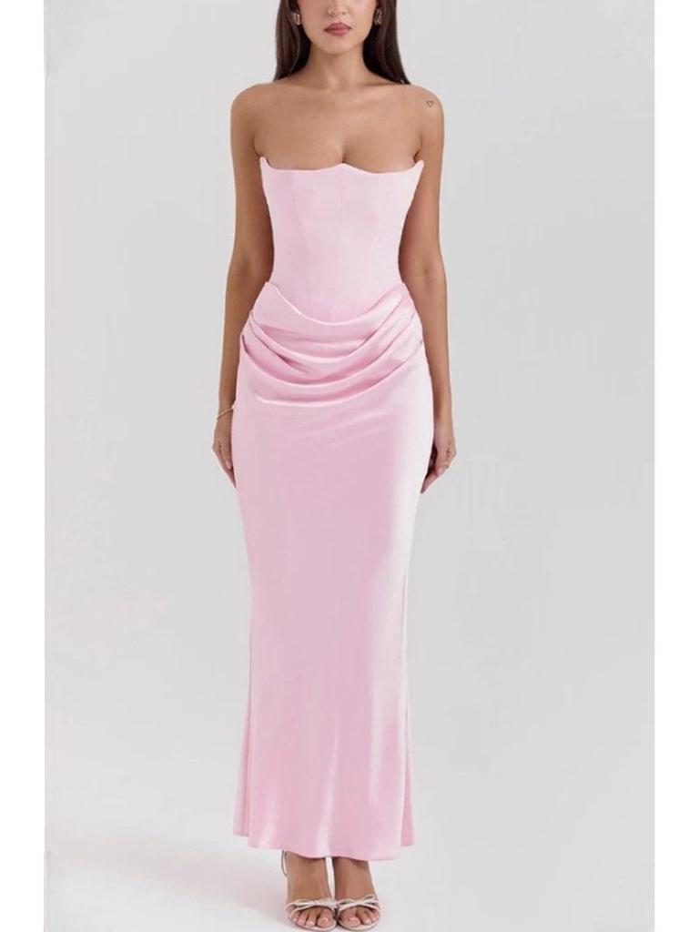2026 European & American Strapless Sexy Backless Bodycon Evening Gown for Women