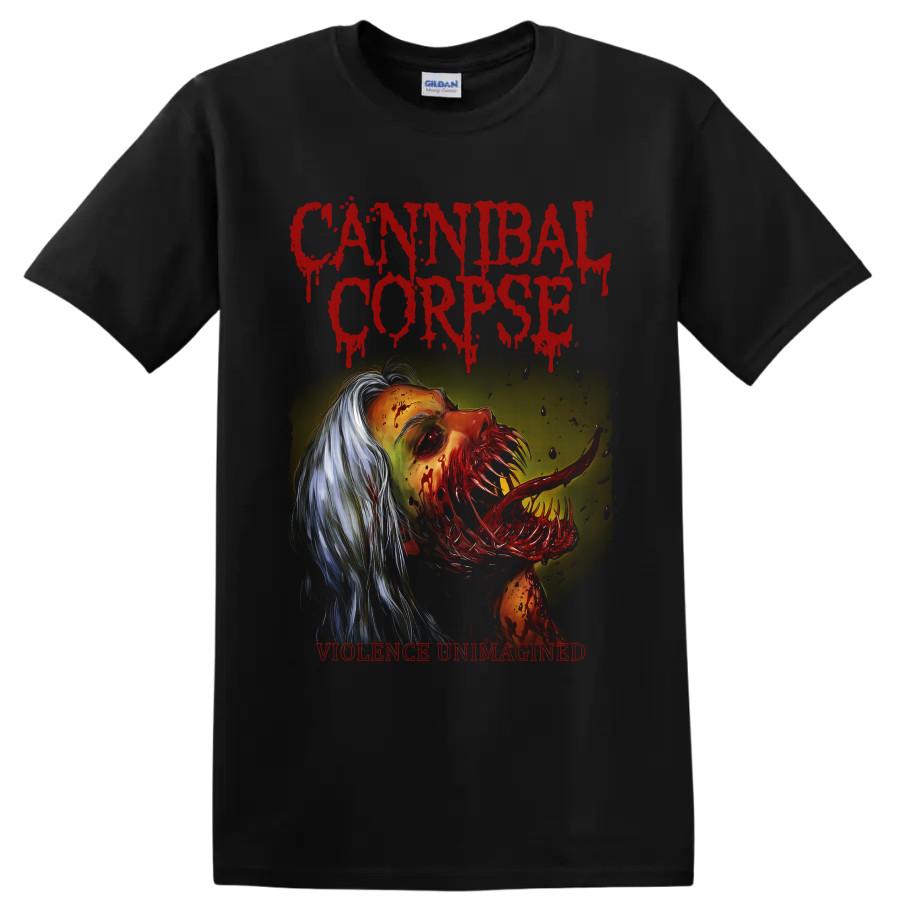Cannibal Corpse Death Metal T-shirt Horror Violento Teschio Artwork Grafica Maglietta Rossa