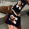 3 Pairs Cute Puppy Fleece Socks Women Autumn and Winter Thick Warm Mid-tube Socks Lot