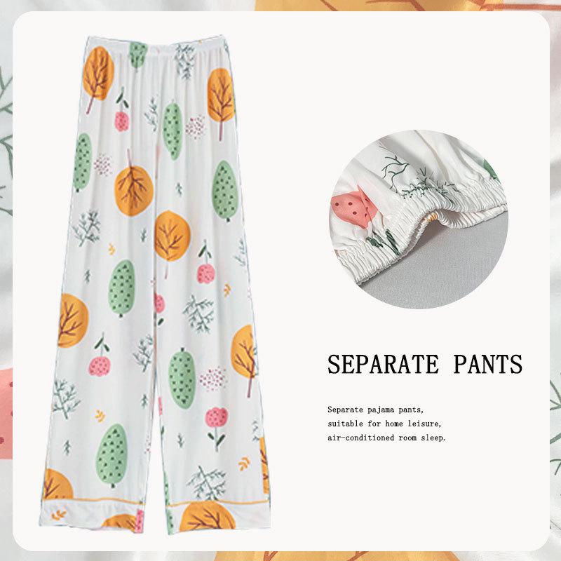 Spring/Summer Retro Floral Print Pajama Pants - Women's Korean Style, Suitable for Casual Wear, Loose Fit, Ideal for Spring and Autumn.
