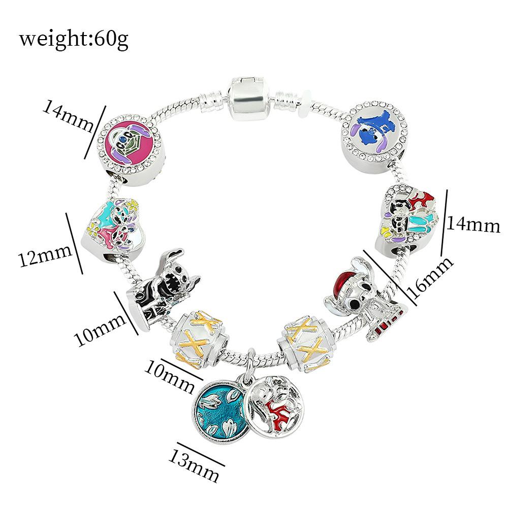 Lilo & Stitch Cartoon Zinc Alloy Bracelet, -style DIY Beaded Cross-border Jewelry, New Viral Adjustable Couple Bracelet