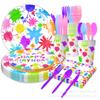 Graffiti-Themed Party Supplies Slime Party Decoration Banner Pull Flag Disposable Tableware Paper Plates Tissue