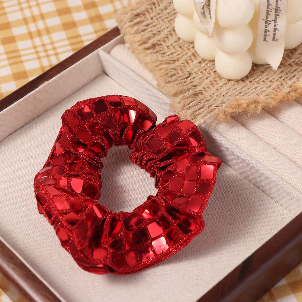 6pcs Square Sequin Rubber Bands Set Super Shiny Large Intestine Hair Tie Sequin Hair Rope  Party