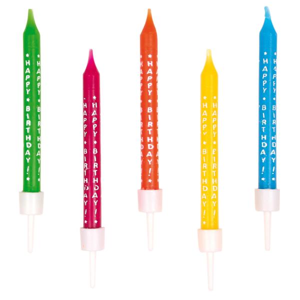 Cake Candles With Happy Birthday Inscription 10 Pcs