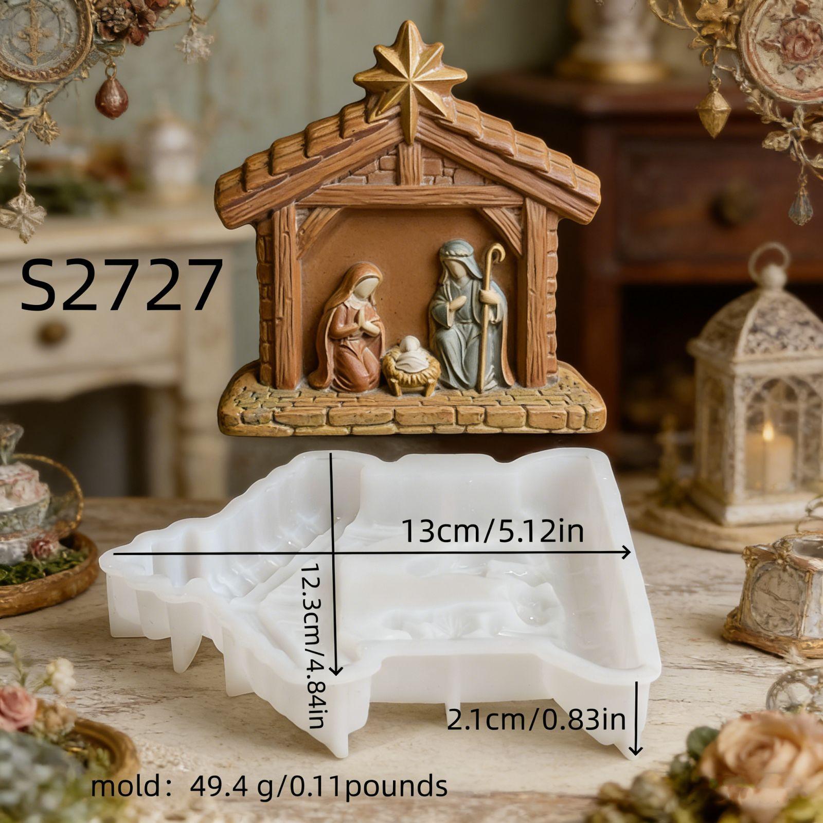 

3d Resin Mold Heat-Resistant Nativity Scene Silicone Mold Church Ornament Mold Reusable For Craft Making Religious Celebrations