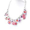 NOA [H8989] - Designer Necklace 'So British' Red Purple