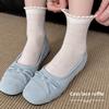 Pleated Laceless Short Socks, Ballet Style, White Mid-calf Socks, Summer Lightweight Version, Summer Layered Stockings