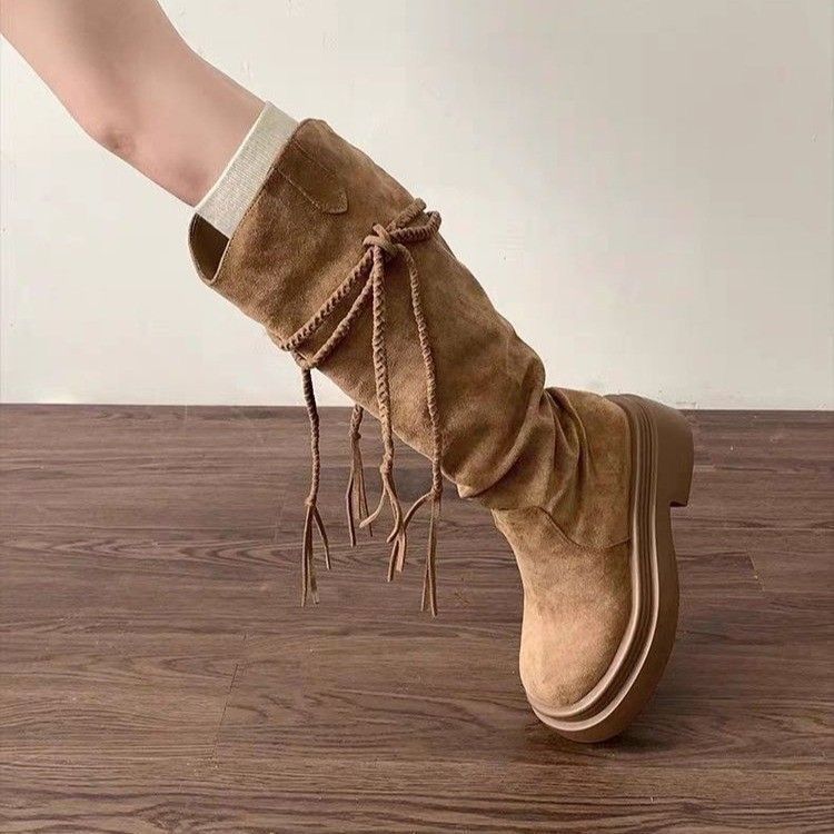 Skinny Tall Boots But Knee Piled Boots Fashionable Versatile Comfortable Casual Women Boots 2025 New