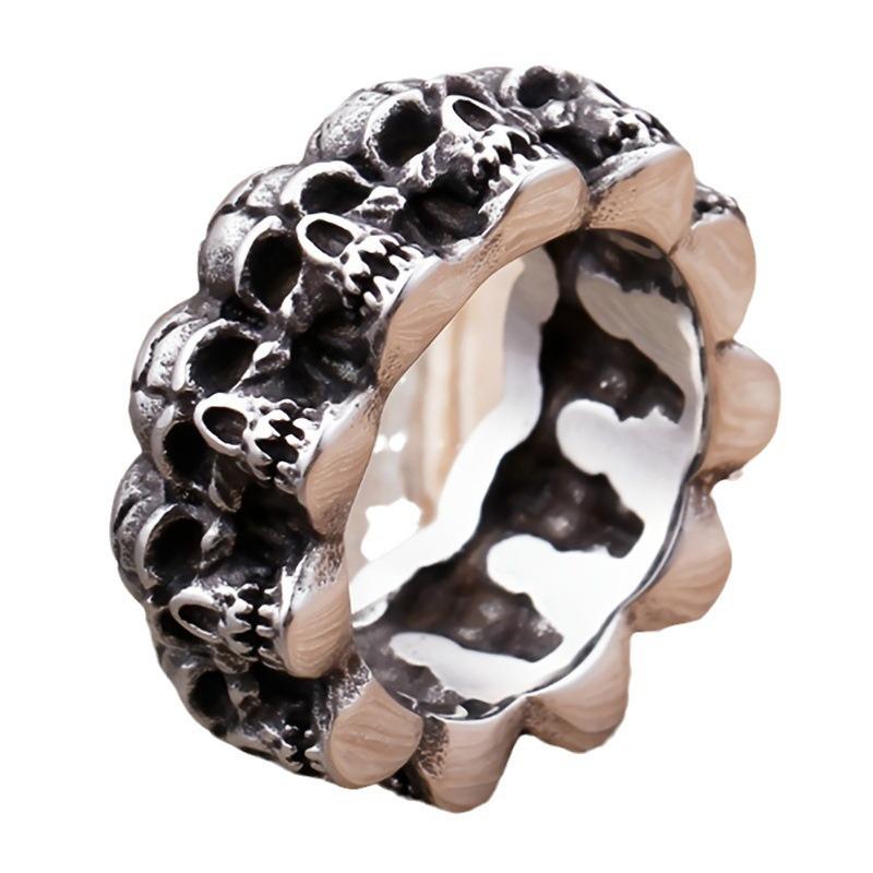 New Retro Jewelry, Domineering Punk Jewelry, Multiple Skull Men's Rings