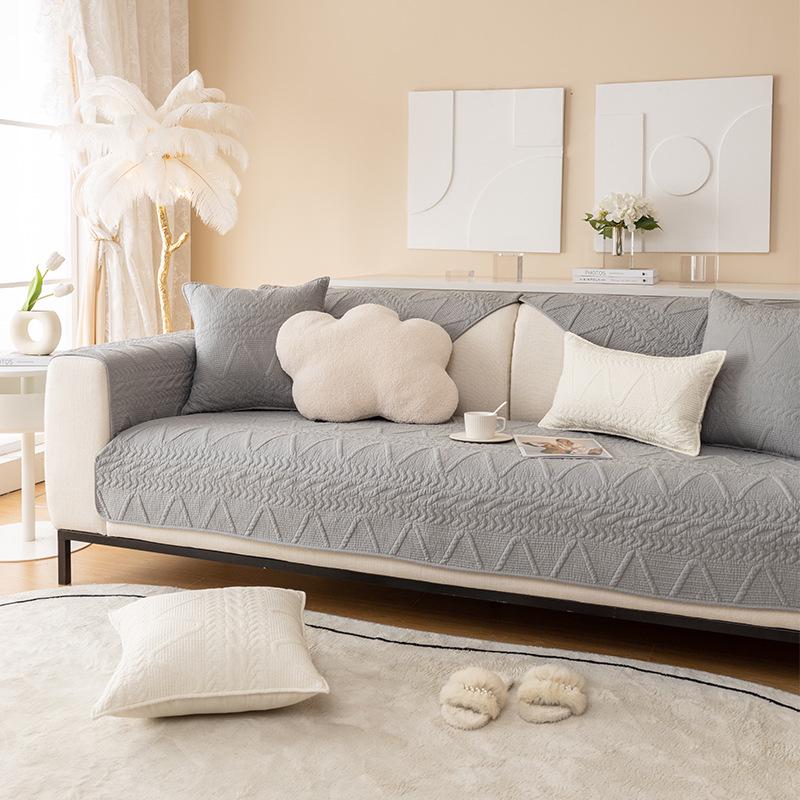 All-Season Non-Slip Pure Cotton Sofa Cushion - Solid Color, Japanese & Korean Design (2024 Model)