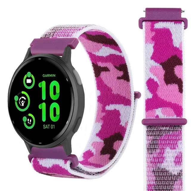 20mm 22mm Nylon Loop Strap for Garmin Forerunner 55 165 965 265 265 Music Venu 3/2 Bracelet Band for Garmin Active/Vivoactive 5