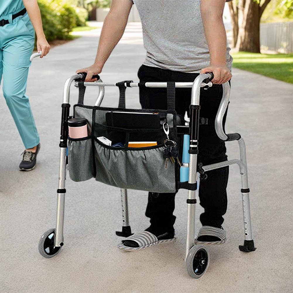 Walker Bag with Cup Holder Rollator Organizer Waterproof Armrest Side Storage Bag for Adult Folding Walkers