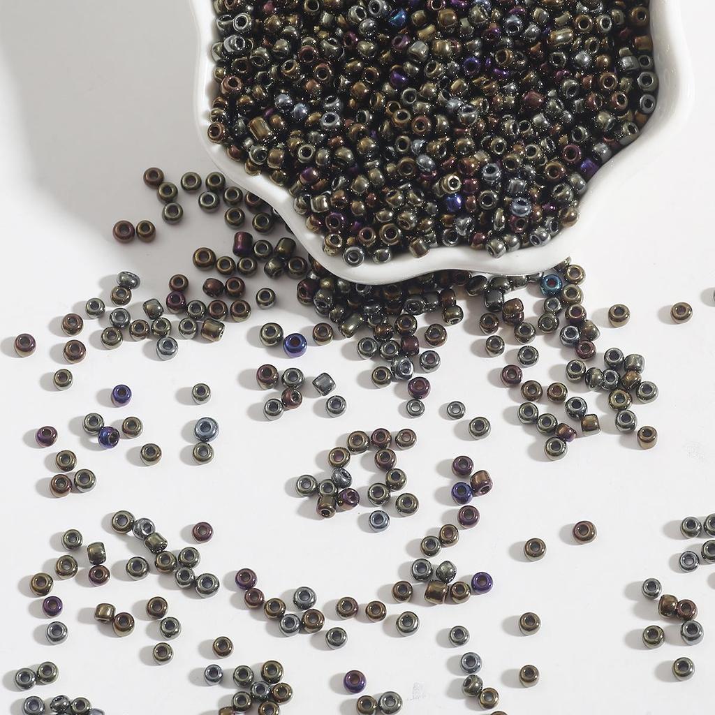 2/3/4mm Metal-Colored Glass Rice Beads for DIY Jewelry Making