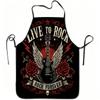 1pc Live To Rock Guitar with Wings And Roses Print Apron, Durable And Easy To Clean, Adjustable Waistband, Polyester Material, F