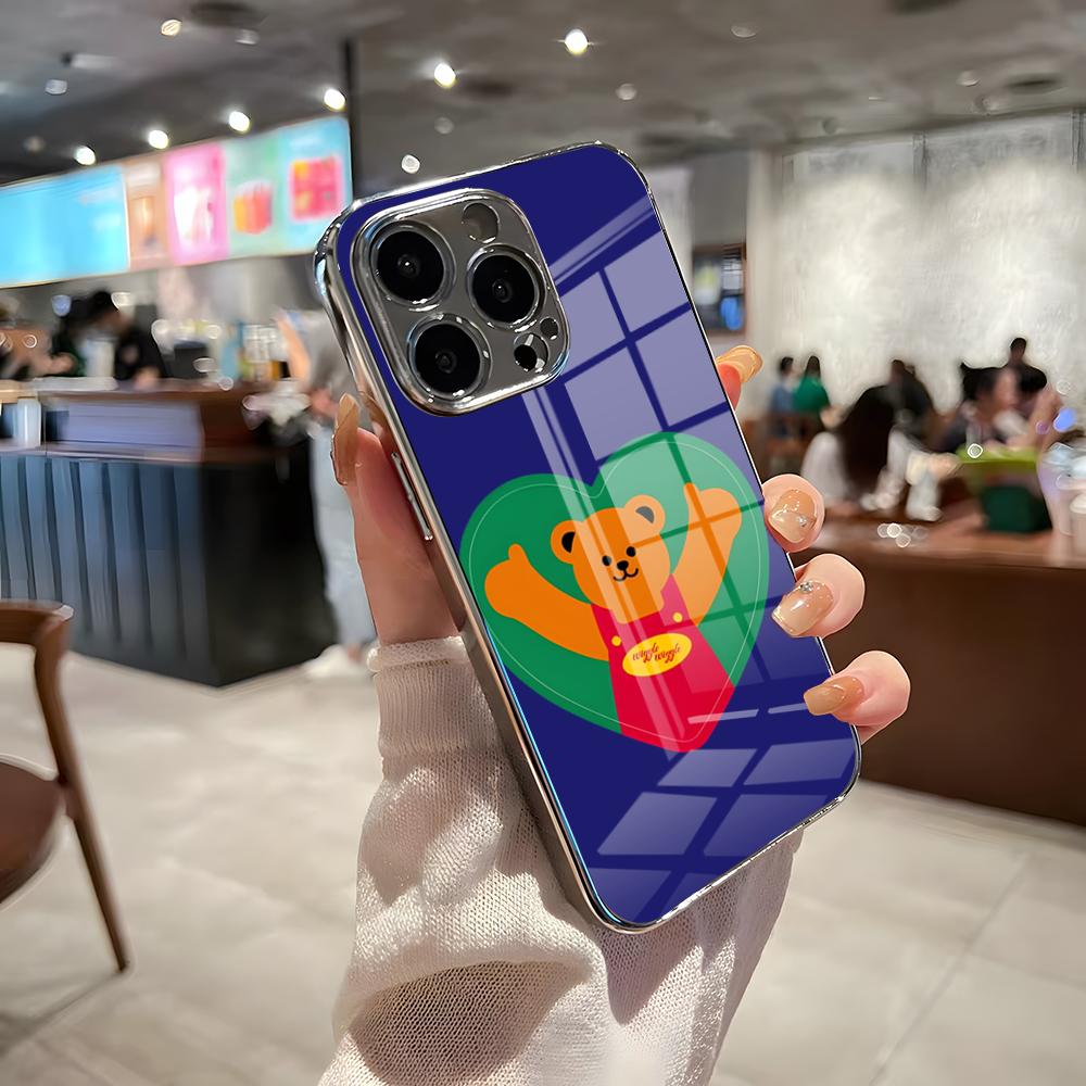 

Cartoon W-Wiggle Wiggle Phone Case For IPhone 17 Pro Max 15 Pro 16 14 Plus 12 13 Mini 11 Pro Shockproof Electroplated Glass Cov iPhone 11