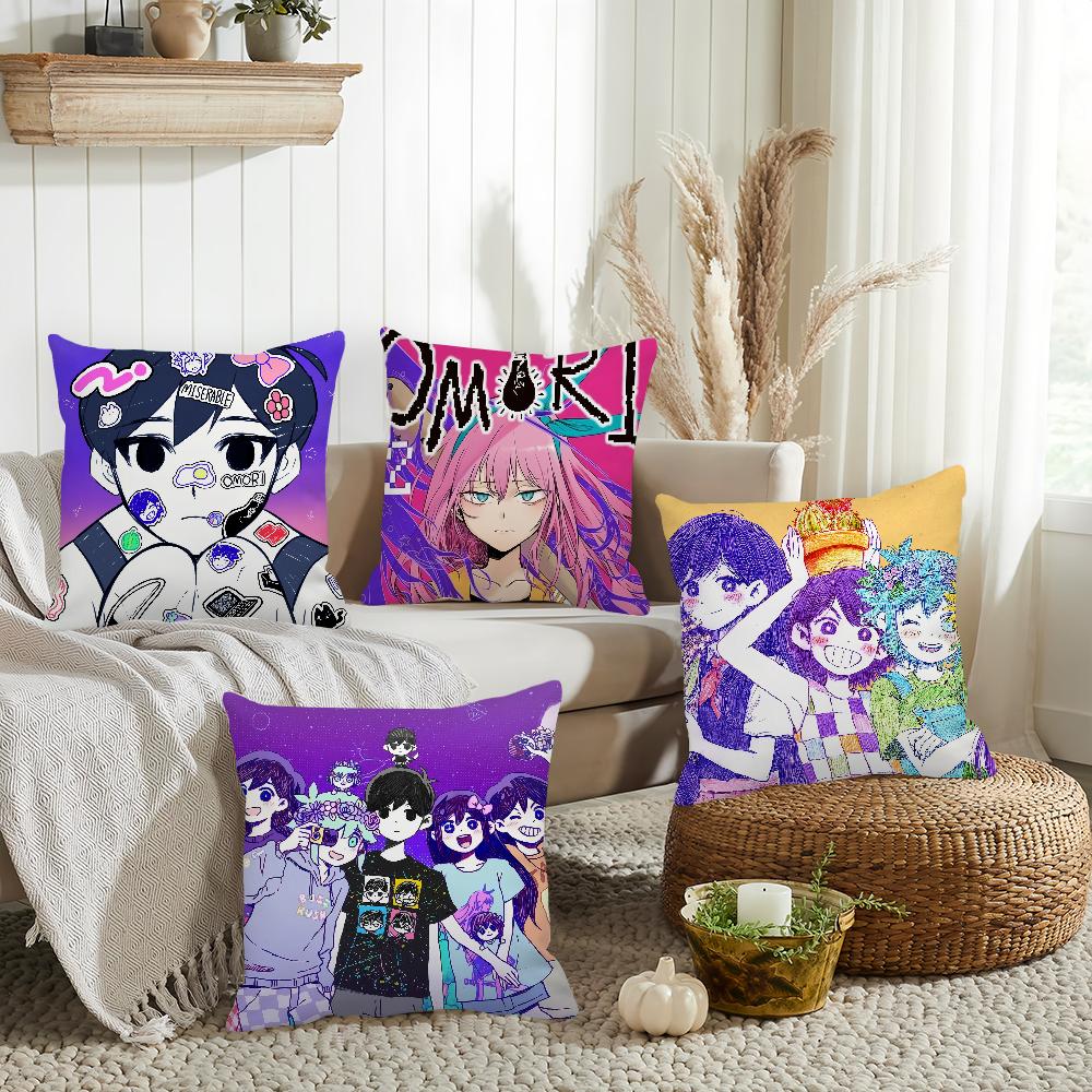 Cartoon Game Omori Pillow Case Home Decoration Cushion Cover Suitable For Bedroom Car Office Sofa