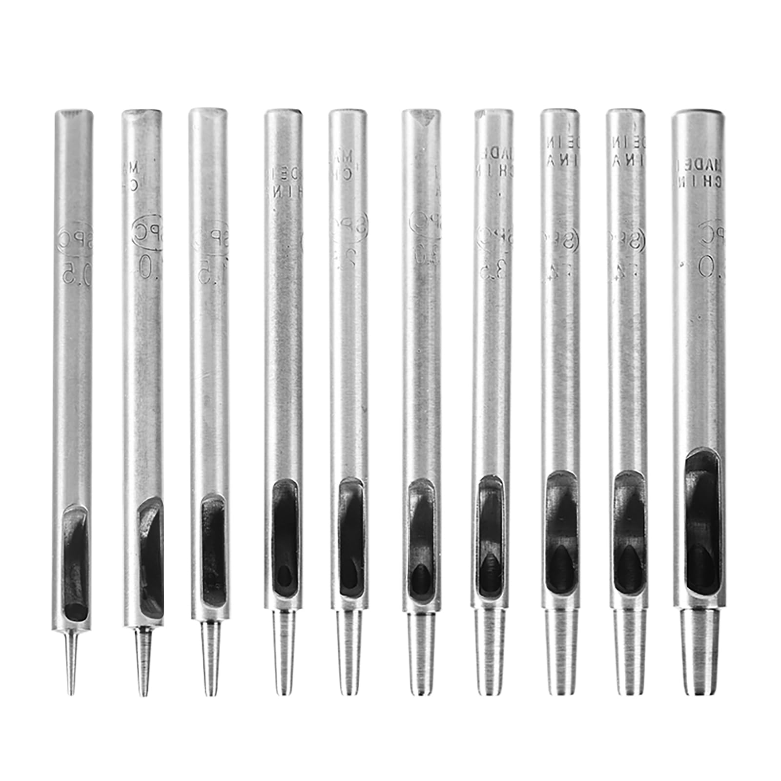 WUTA SPC Hole Punch Set, 10 Sizes, Belt Punch, Round Hole Punch, Leather Punch (0.5, 1, 1.5, 2, 2.5, 3, 3.5, 4, 4.5, 5mm)