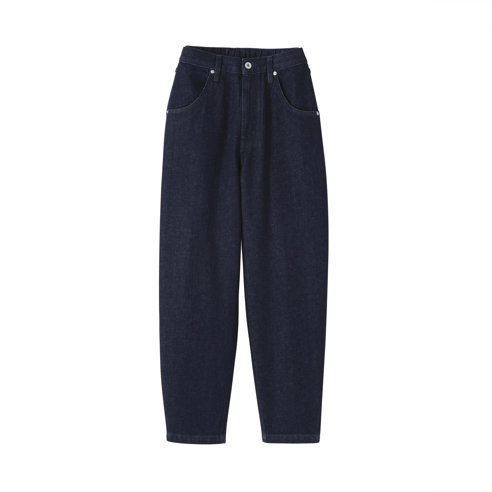 MUJI Kapok Blend Denim Barrel Dark Size M Women s Pants, Navy, (BE1YFA5A)