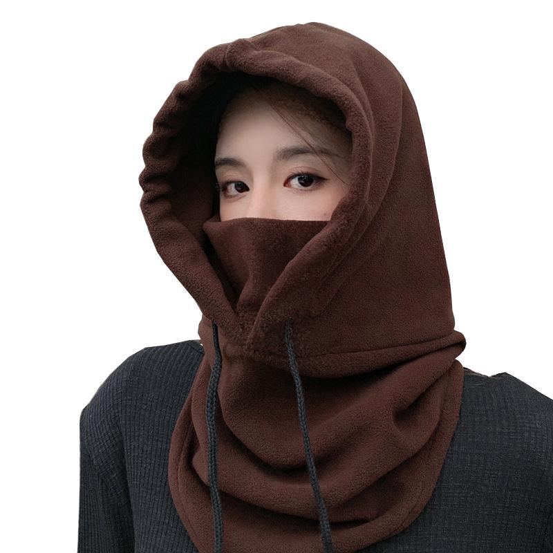 Herbst- und Wintermütze Damen Winter warme Maske Reiten winddichte Kapuzenmütze Kälteschutz Skifleece Schalabdeckung Integrierte Mütze