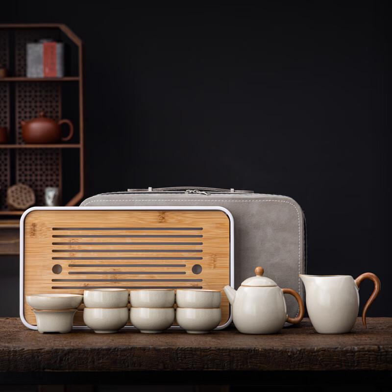 Ru Kiln Portable Outdoor Tea Set with Tea Tray