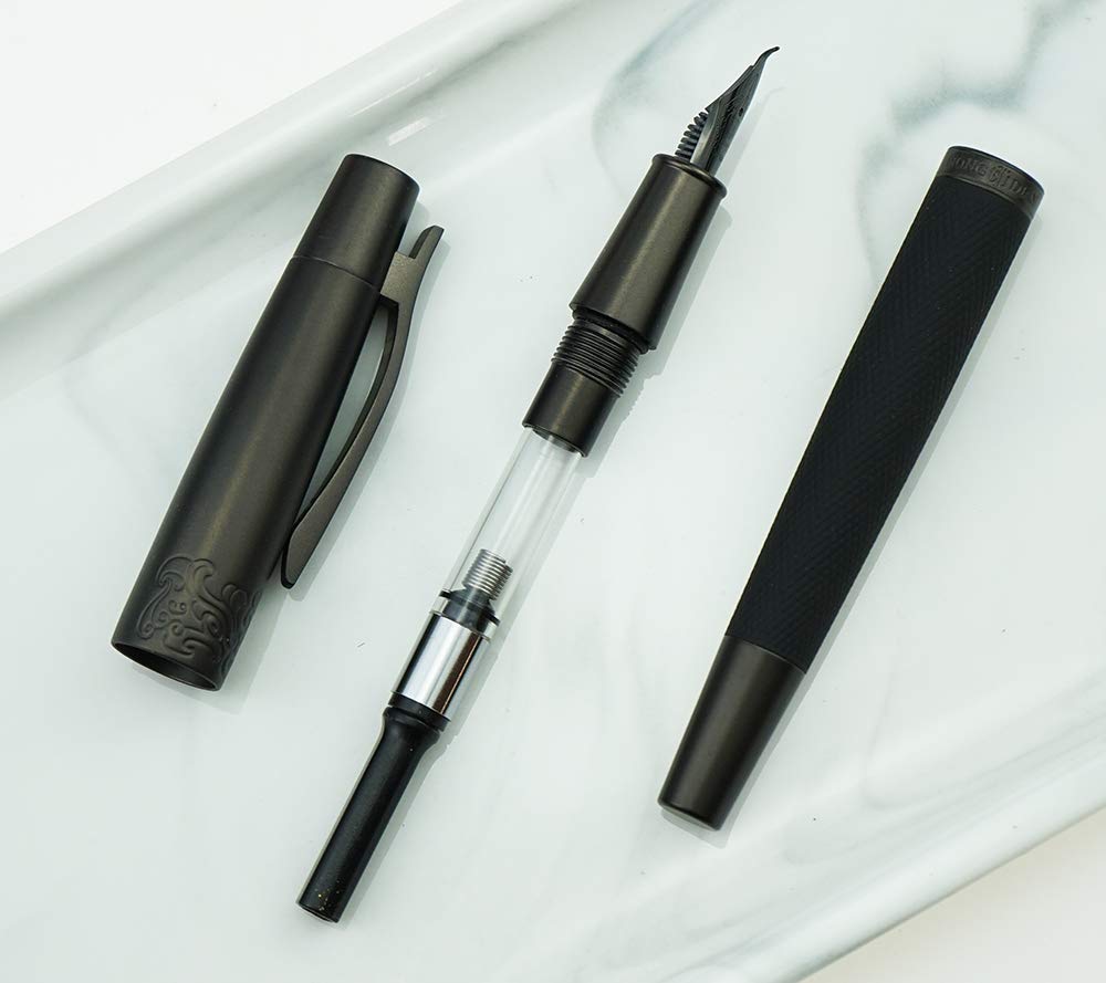 Fountain Pen Black Special Nib Fine Medium Bold Metal Gift Box Hongdian Men's (0.7-1.2mm)