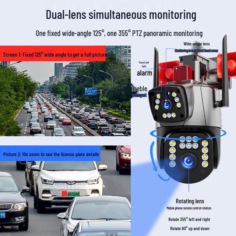 JXJ Dual Lens 4G AI Security Camera