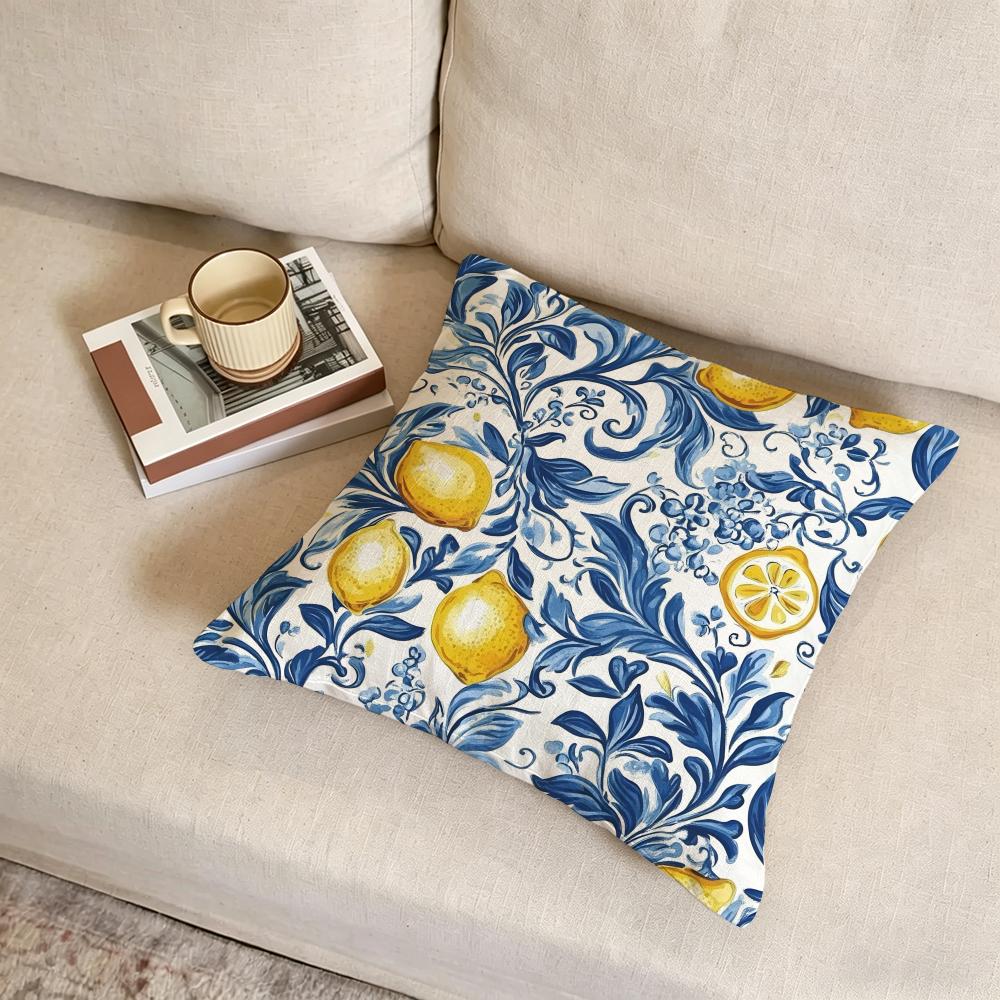 Y-Yellow Lemon Cushion Cover Fabric Soft Furnishing,Pillowcase, Cushion Cover, Sofa Pillow, Home Decoration