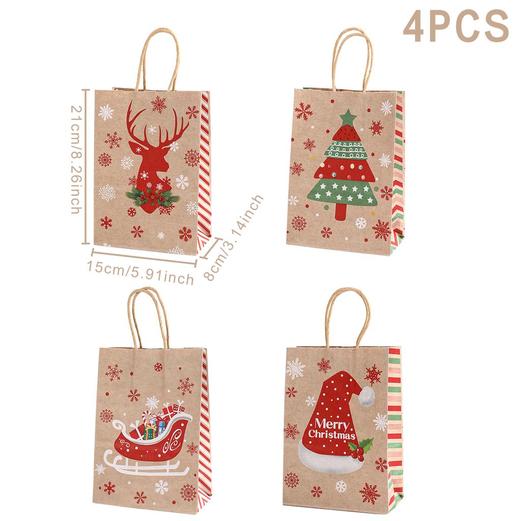 Christmas Kraft Paper Gift Bags Xmas Candy Cookies Gift Tote Bag Christmas Decoration 2025 for Home Navidad Noel New Year 2025