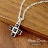 Gin No Onyx Cross Silver 925 Necklace Pendant for Natural Simple [Shinjuku Kura] (with Chain) Men, Stone, Cross, Black, Hard,