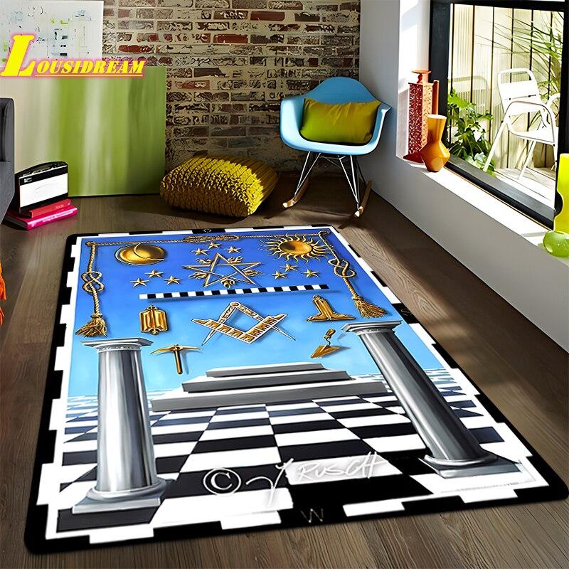 Freemason Illuminati Fashion Print Rug Home Decor Rug Anti-Slip Rug Living Room Bedroom Kitchen Bathroom Balcony Floor Mats