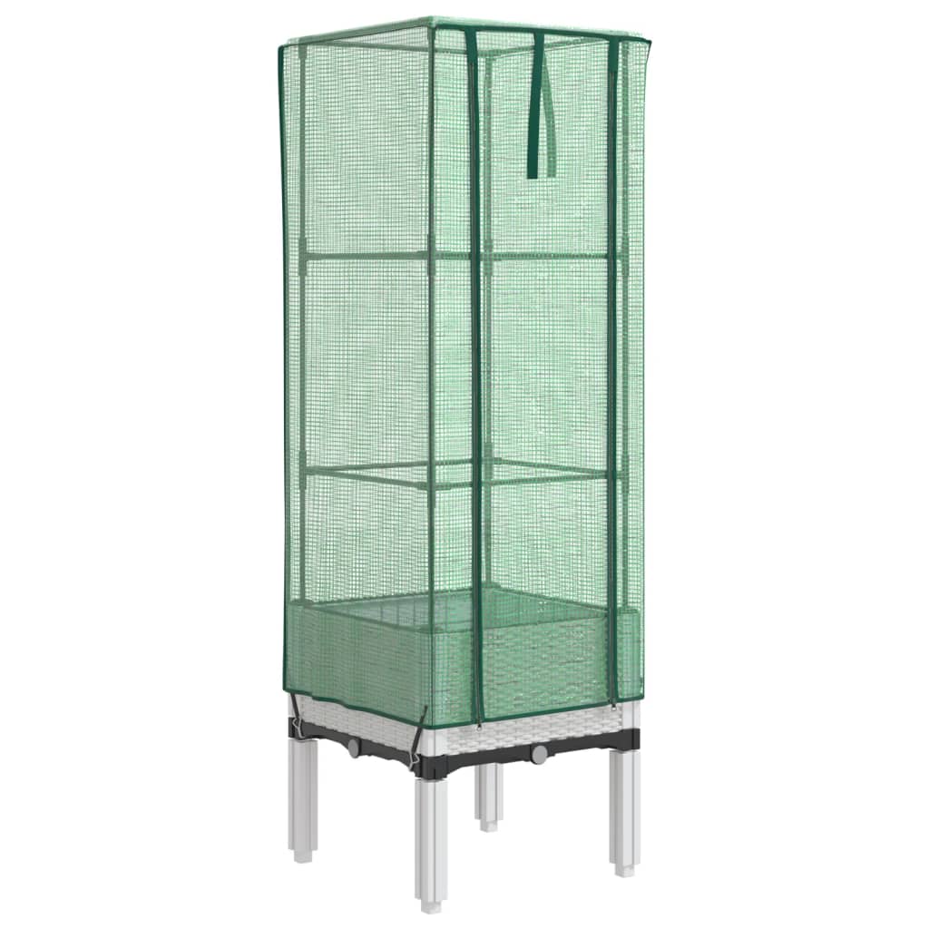 Vidaxl Raised Planter with Greenhouse, Rattan Look, 40X40X140 Cm