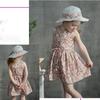 2 Teile/satz Mädchen Kleid + Hut Baumwolle Komfortable kinder Kleid Sommer Kleid Floral Mädchen Ärmelloses Kleid Für Kinder