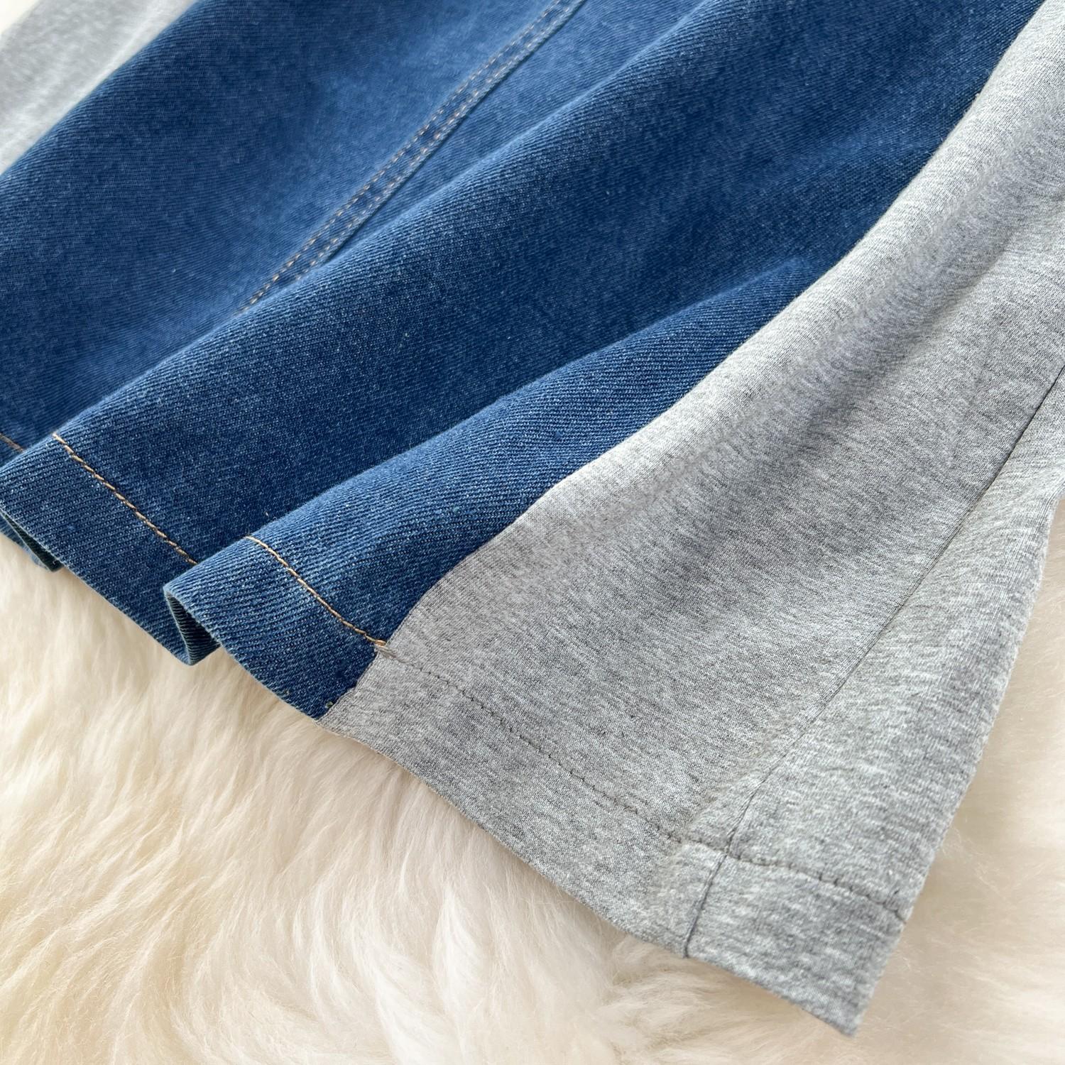 Летнее повседневное длинное джинсовое платье женское лоскутное дизайнерское джинсовое — фото 9