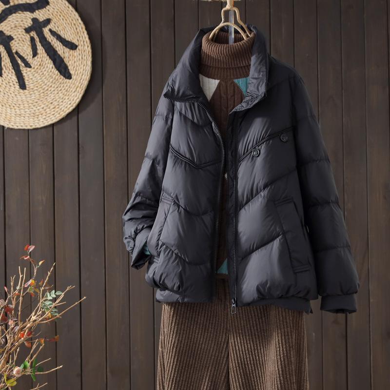 Thin short down jacket women's winter clothing new white duck down foreign style fashion women's clothing small stand-up collar jacket