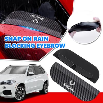 Car Rearview Mirror Rain Eyebrow Carbon Fiber Shield Sun Shade Clear Vision Protector For SsangYong Rexton Y400 Y450 G4 2021
