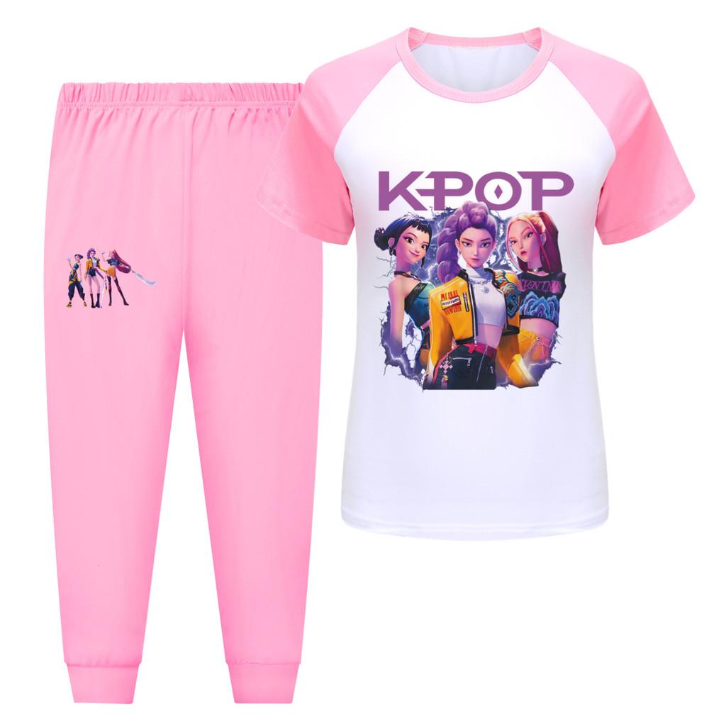 

5112 Kids Girls Rumi Zoey Mira Hunters Print T-shirt Pants Trouser Clothes Set 170cm розовый